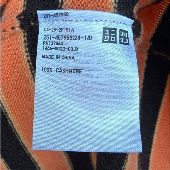 NWT MARNI + Uniqlo Orange 100% Cashmere Striped Turtleneck Sweater, size XL - Picture 5 of 9